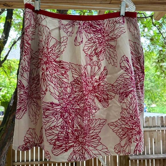 Gap NWT Silk Cotton Floral Lined Skirt Dark Red Holidays Christmas - Picture 8 of 14